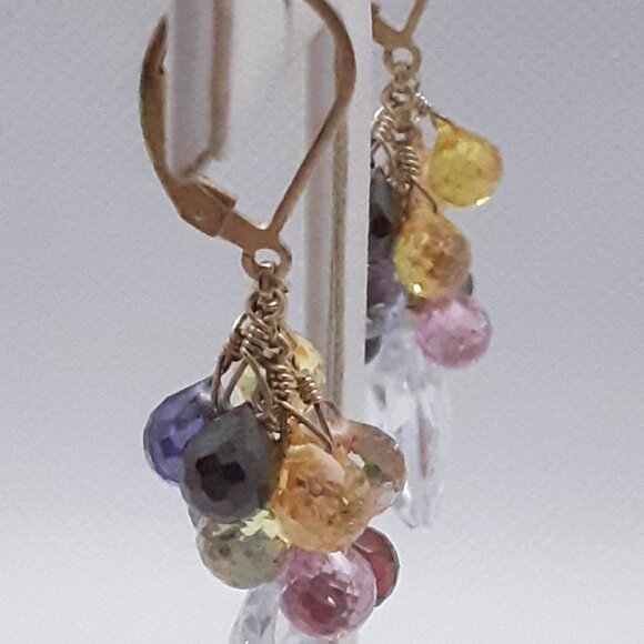 Stunning Faceted Multi-Color Crystal Drop Earrings Designed by Nina Nyugen - Picture 11 of 14